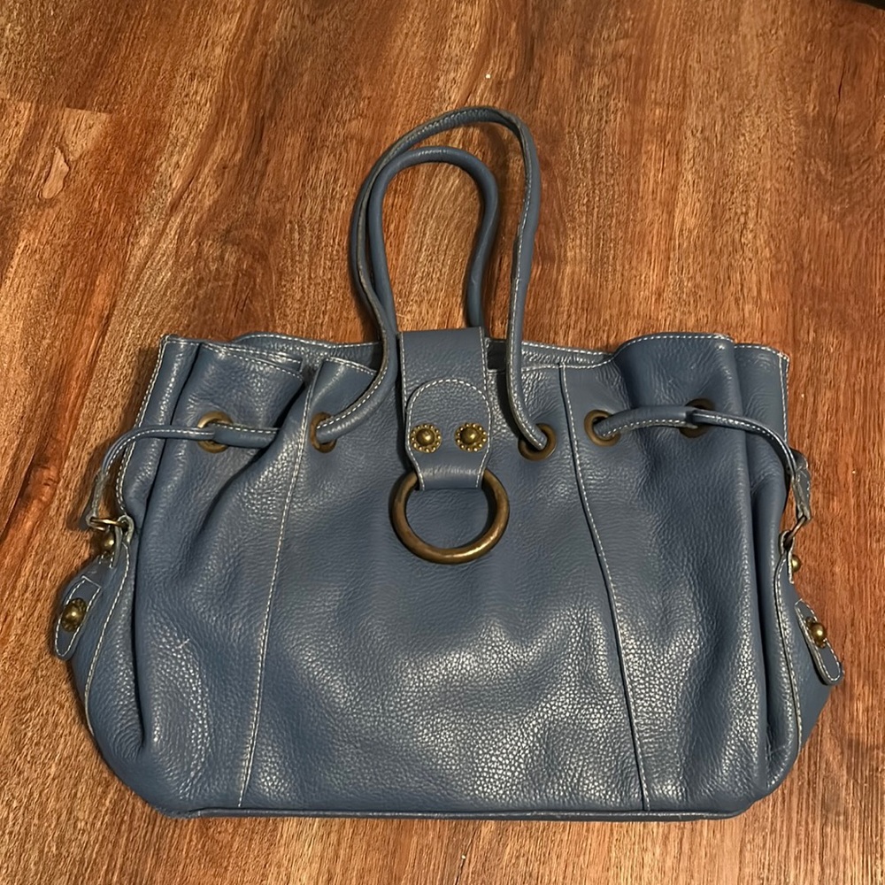 Ombu Blue Leather Shoulder Bag